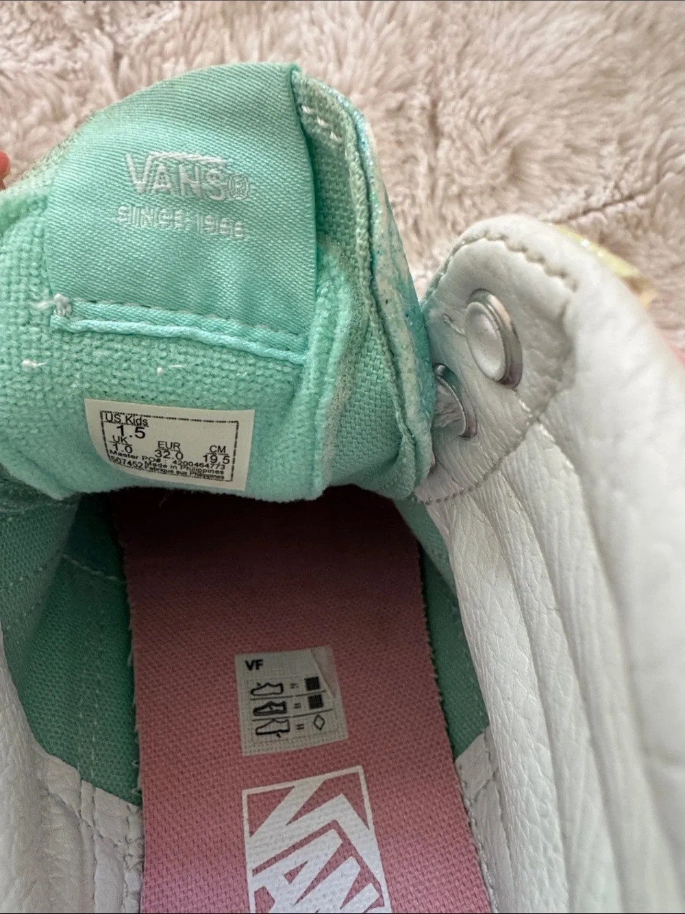 Vans Kids Glitter High-Top Sneakers - Mint Green, Yellow & Pink Accents